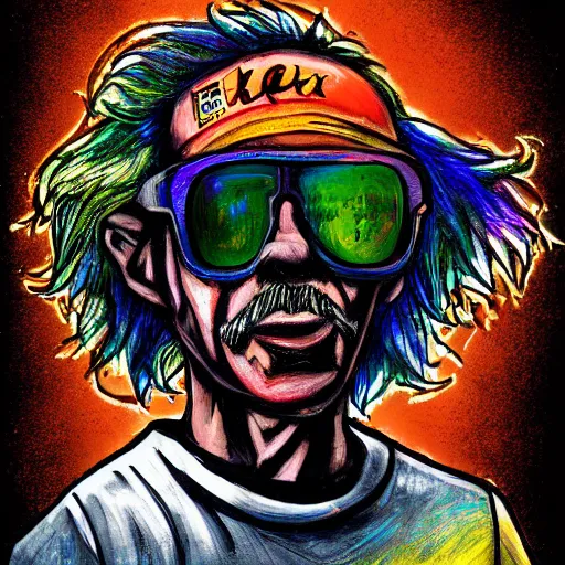 Prompt: skateboarder einstein portrait