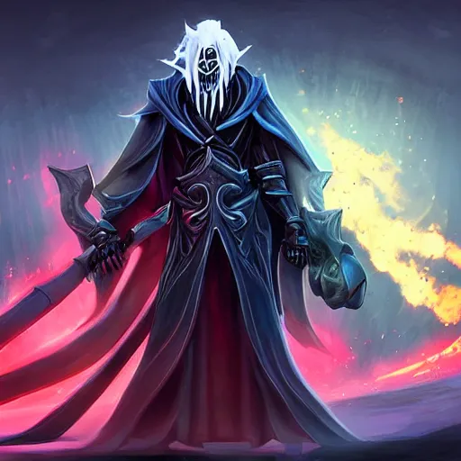 Prompt: Splash art of Grim Reaper Karthus from League of Legends
