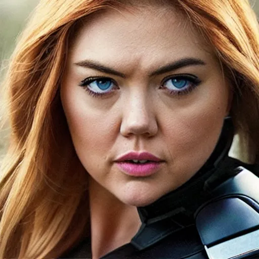 Prompt: “A still of Kate Upton as Natasha Romanoff in the film Avengers, high definition”