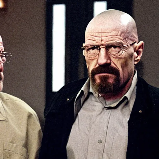 Image similar to Walter White and Mike Ehrmantraut kissing