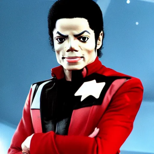 Image similar to A still of Michael Jackson in Star Trek (1966) realistic,detailed,close up