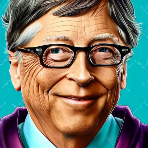 Image similar to Bill gates wearing a kimono, drawn in the style of Konstantin Razumov, Stanley Artgerm Lau and Rossdraws, extremely detailed, fractal frame