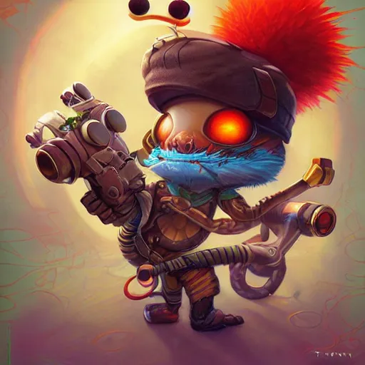 Image similar to biopunk teemo from league of legends, Pixar style, by Tristan Eaton Stanley Artgerm and Tom Bagshaw.