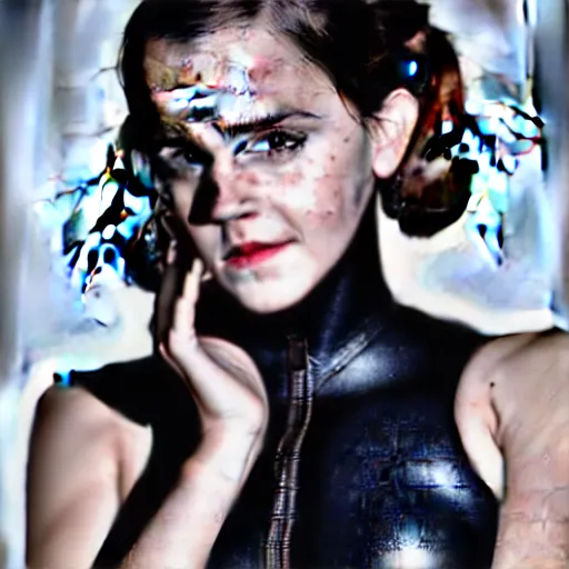 Image similar to A portrait of Emma Watson as Catwoman, studio lighting
