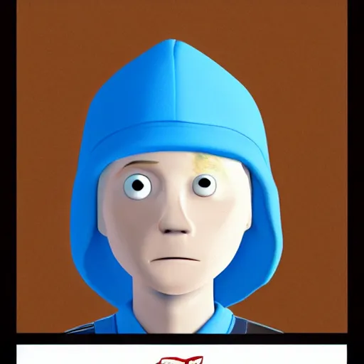 Image similar to mugshot of finn the human, photorealistic, pixar style