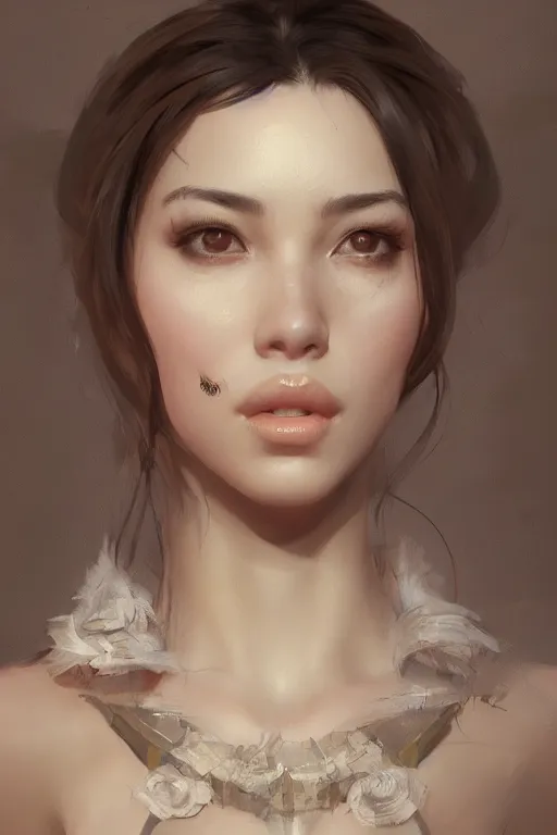 Image similar to portrait of a beautiful latina woman, ruan jia, wlop, sha xi, fantasy, hyper detailed, octane render, concept art, ornaments, artstation