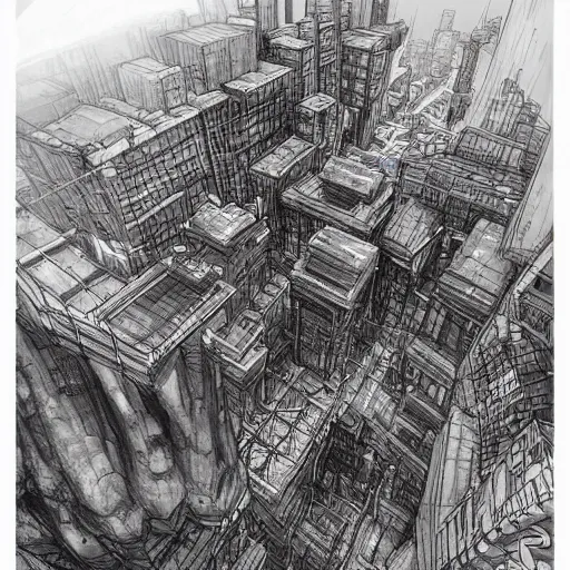 Image similar to stunning concept art for an underground city by kim Jung gi, hyper-detailed, professional illustration