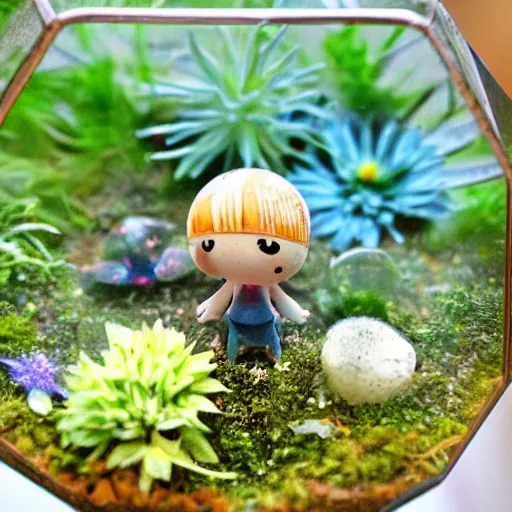 Image similar to a cute tiny world in a closed terrarium