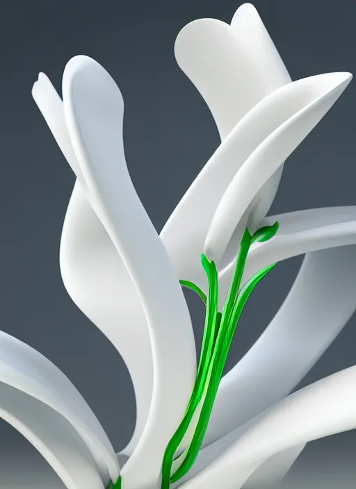 Image similar to bright white zen smooth flower garden by zaha hadid, up close shot, sharp focus, global illumination, radiant light, irakli nadar, octane highly render, 4 k, ultra hd,