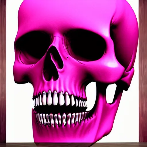 Prompt: 3 d pink skull distorted