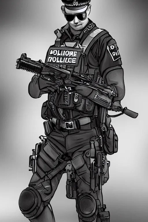 Image similar to london police officer heroically posing, highly detailed, digital art, sharp focus, trending on art station