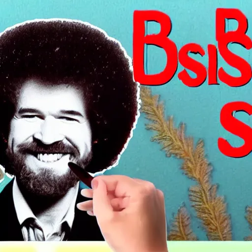 Image similar to bob ross drawing bob ross while looking at bob ross, beautiful, realistic, 8 k