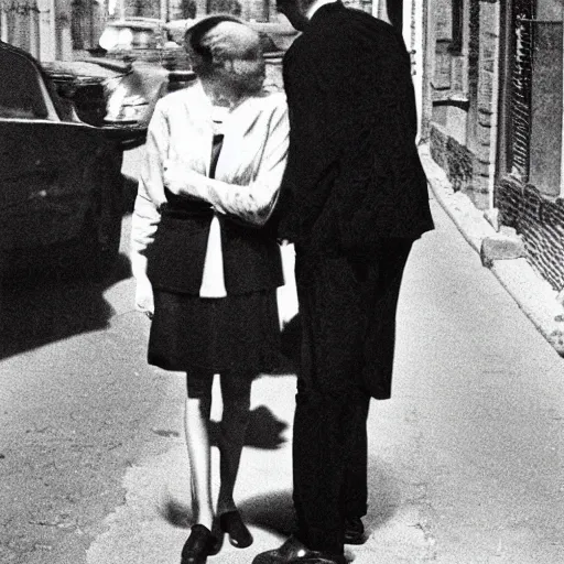 Image similar to Couple photographed by Andre Kertesz, kodak 5247 stock, color photograph