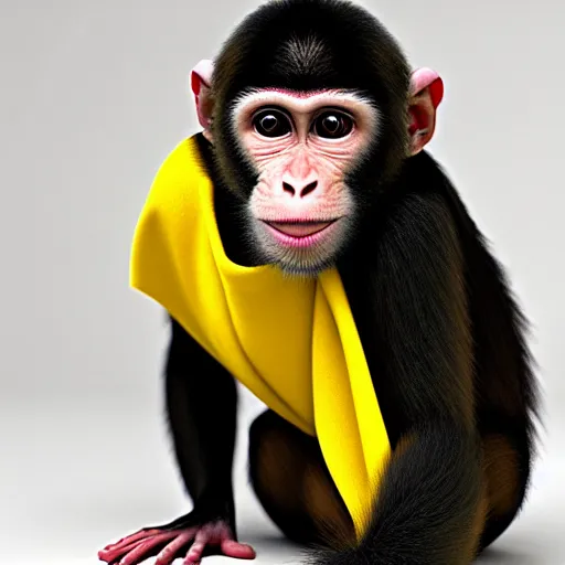 Prompt: a monkey wearing a yellow kimono, 8 k