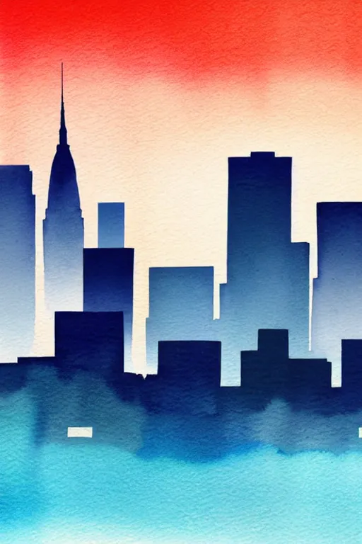 Image similar to minimalist watercolor art of tokio skyline sunset, illustration, vector art