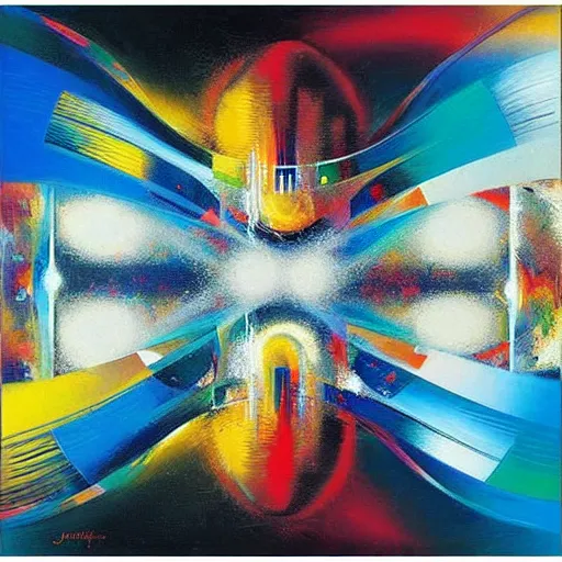 Image similar to abstract art representing momentum, oil painting by john berkey and gabriel dawe, masterwork