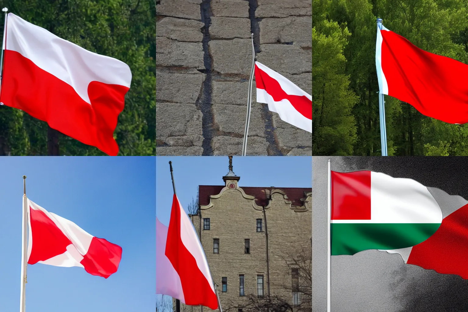 Prompt: the polish flag flows in the wind.