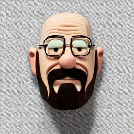 Image similar to “ walter white in the style of wallace and gromit claymation on a white background, super detailed ”