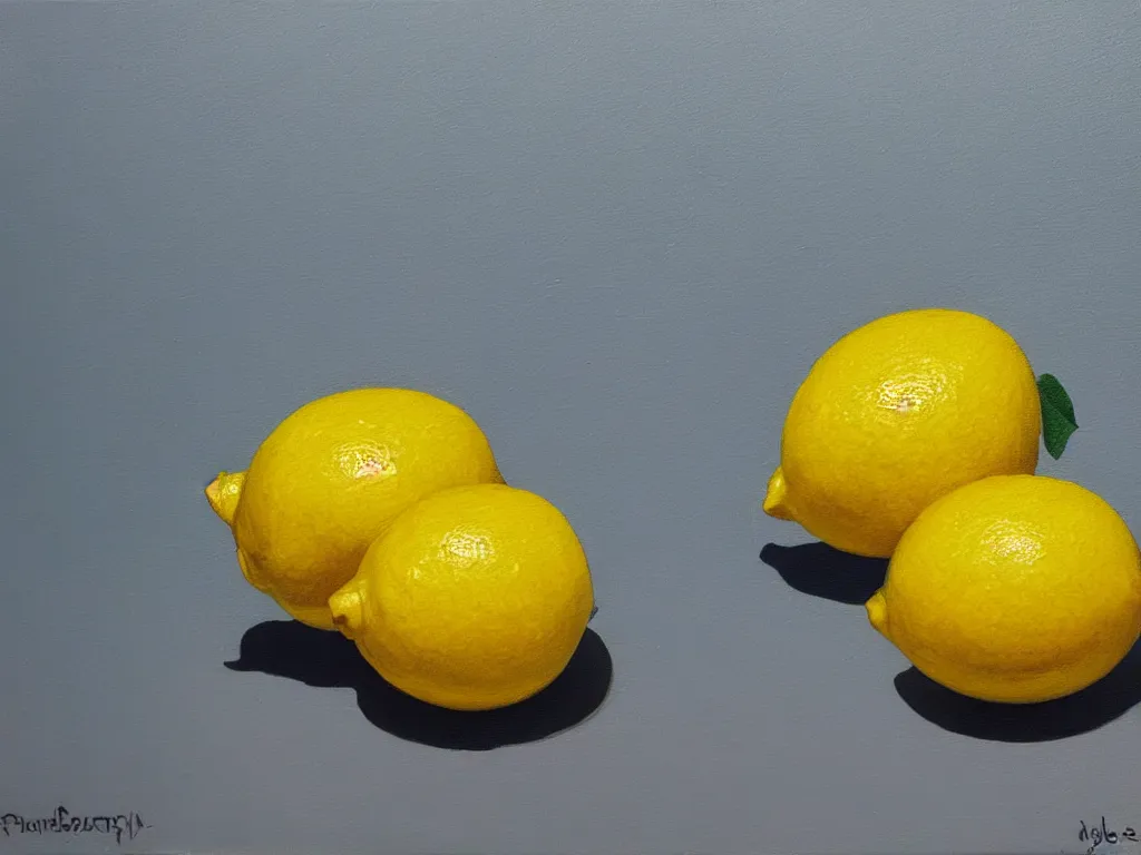 Image similar to oil on canvas painting of a lemon