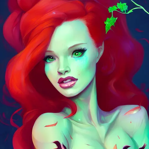 Image similar to portrait of Madelaine Petsch as Poison Ivy, art by lois van baarle and loish and ross tran and rossdraws and sam yang and samdoesarts and artgerm, middle shot, digital art, highly detailed, intricate, sharp focus, Trending on Artstation HQ, deviantart, unreal engine 5, 4K UHD image