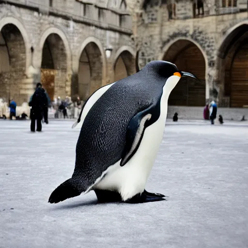 Prompt: a penguin in grenoble