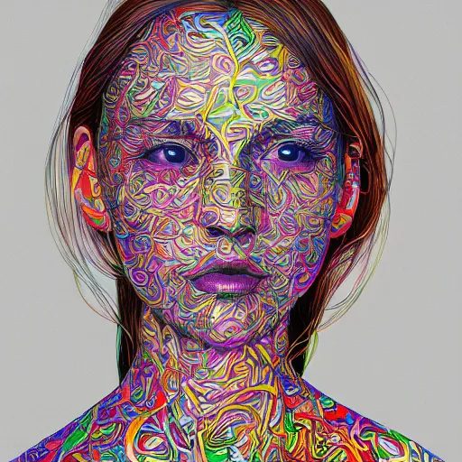 Image similar to the portrait of a beautiful young woman partially made up of bell peppers of all colors, an ultrafine detailed illustration by james jean, intricate linework, bright colors, final fantasy, behance contest winner, vanitas, angular, altermodern, unreal engine 5 highly rendered, global illumination, radiant light, detailed and intricate environment