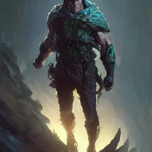 Image similar to john cena as a rogue, d & d, fantasy, highly detailed, digital painting, artstation, concept art, matte, sharp focus, illustration, art by greg rutkowski and alphonse mucha