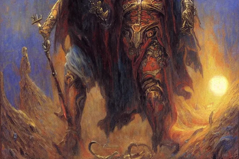 Image similar to an ancient evil sith lord. art by gaston bussiere.