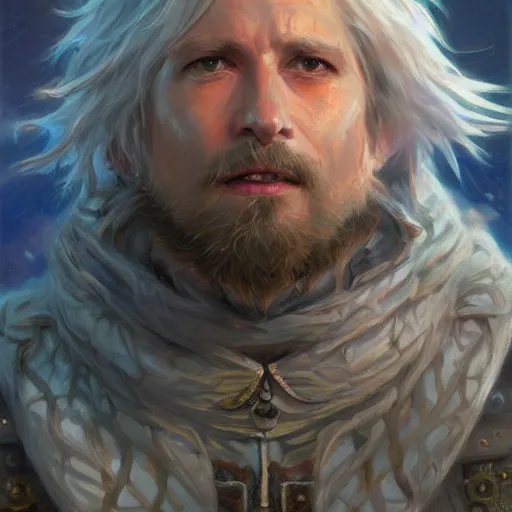 Prompt: howl jenkins pendragon from howl's moving castle as a fantasy d & d character, closeup portrait art by donato giancola and greg rutkowski, face, digital art, trending on artstation, symmetry!!