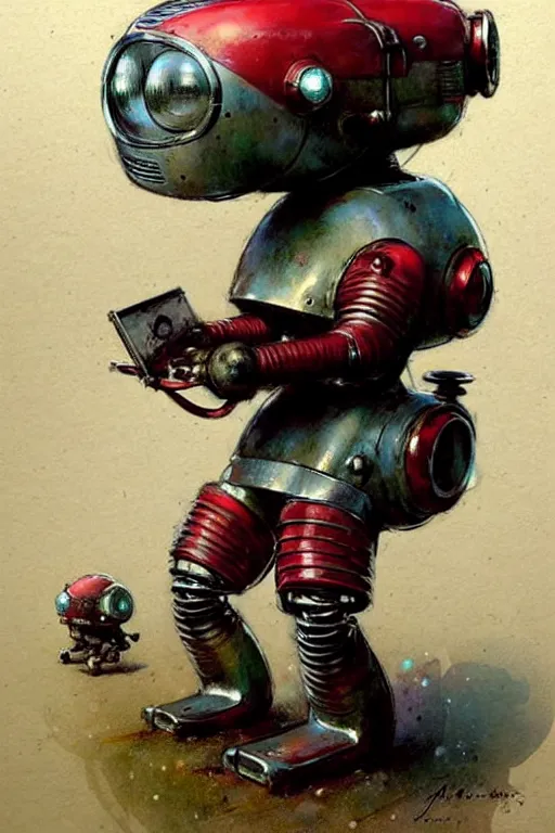 Image similar to adventurer ( ( ( ( ( 1 9 5 0 s retro future android robot fat robot mouse wagon. muted colors. ) ) ) ) ) by jean baptiste monge!!!!!!!!!!!!!!!!!!!!!!!!! chrome red