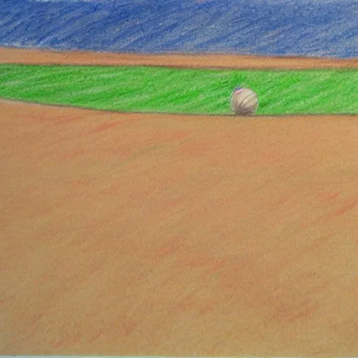 Image similar to deserted baseball before storm kid crayon drawing