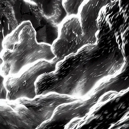 Prompt: astral explosion in the style of kentaro miura, 4 k, 8 k, absolute detailing of even the smallest details and particles, beautiful shadows, beautiful art, black and white drawing, high rendering of the details of the environment, faces and characters