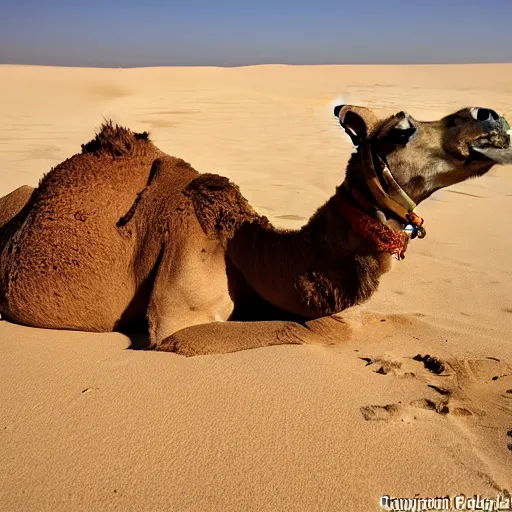 Image similar to deceased camel in the desert covered by a thin layer of sand