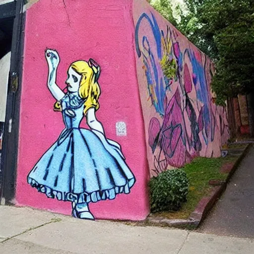 Prompt: : alice and wonderland graffiti