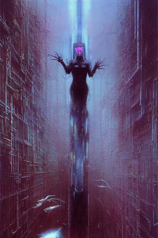 Prompt: cyberpunk future by luis royo and wayne barlowe, beksinski