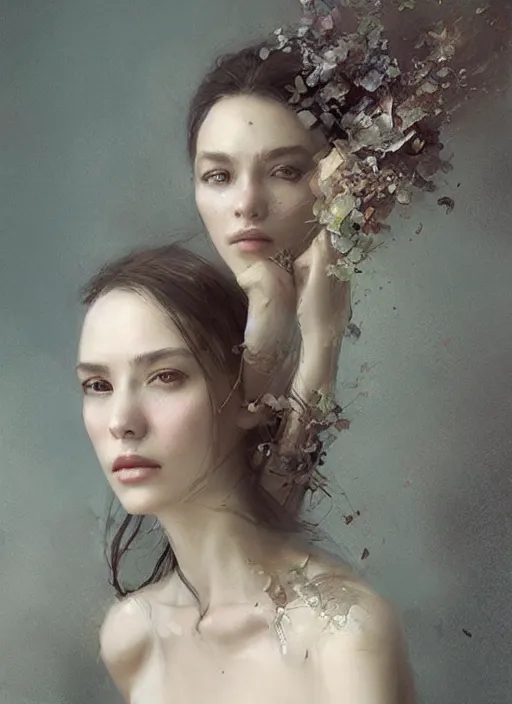 Prompt: portrait of beautiful woman, intricate, elegant, highly detailed, digital photography, art by artgerm ruan jia and greg rutkowski