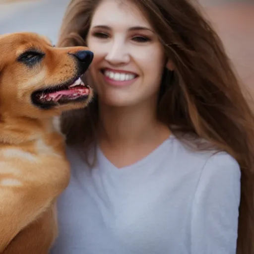 Image similar to young woman, looking like a cute dog