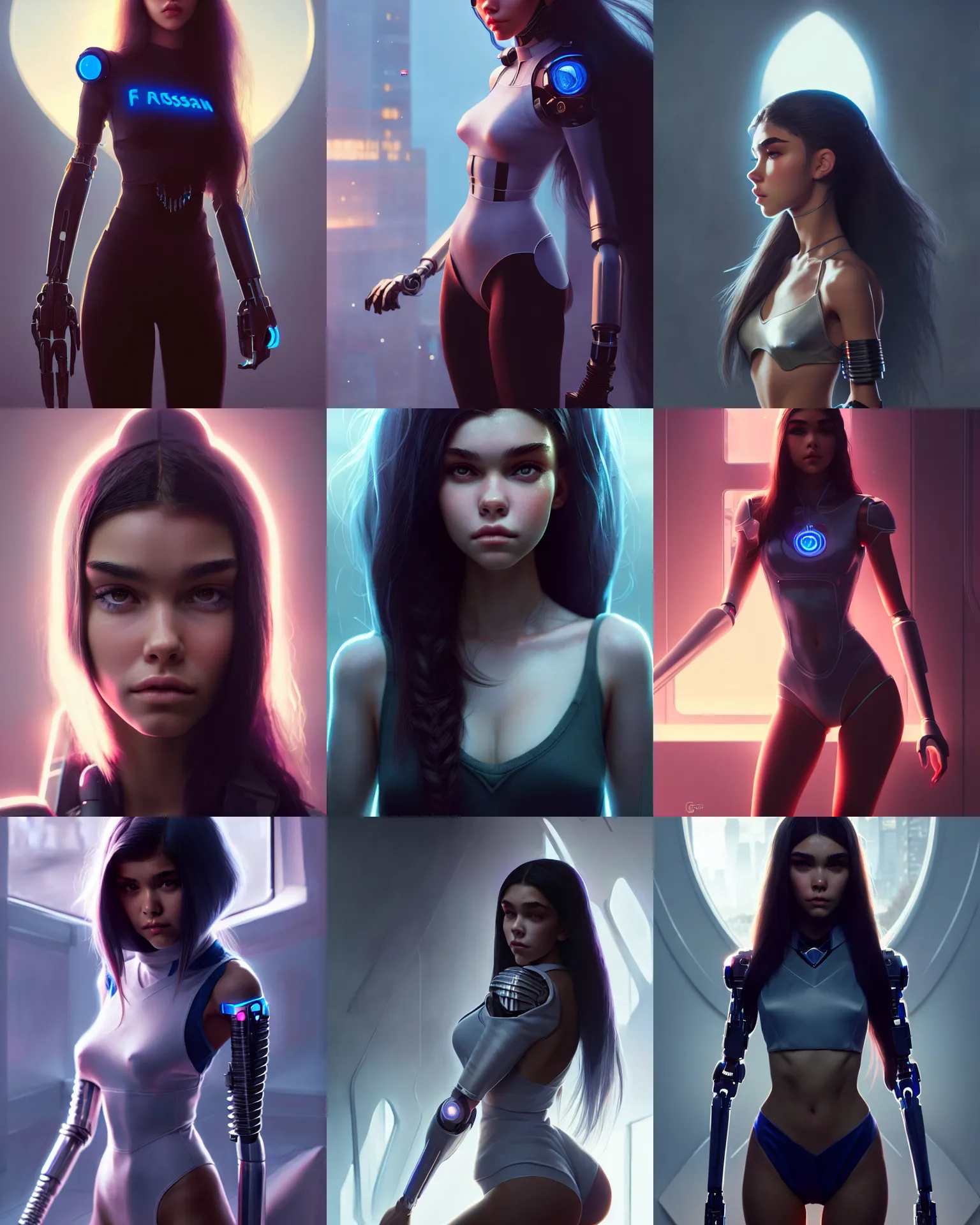 Prompt: a photo of madison beer : : college woman : : as far - future russian cyborg woman by weta : : by greg rutkowski, wlop, rossdraws, artgerm, pixar, unreal engine, glossy skin, pearlescent, 4 k, hdr, : :
