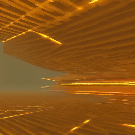 Prompt: mars architecture, temple of enlightenment, beams of light shining out from temple, parametricism, computational, moody, concept art, 8k