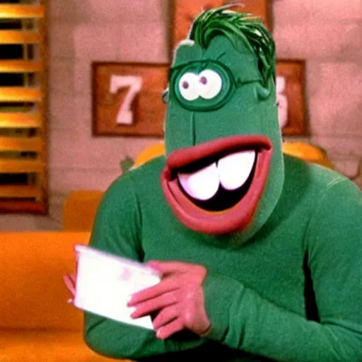 Prompt: bryan cranston maniacally laughing as gumby from looney tunes apophasis