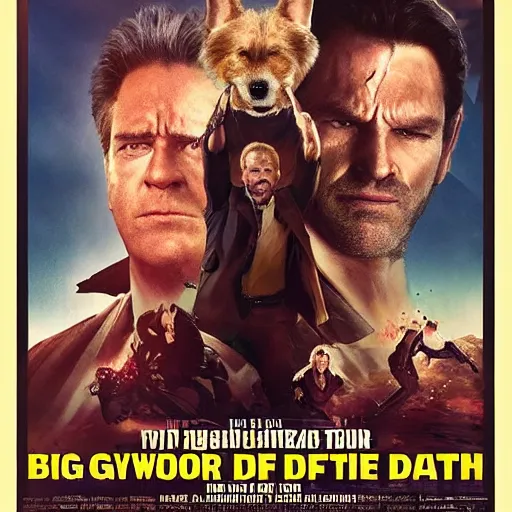 Image similar to poster for a big budget hollywood action movie about a man who avenges the death of his dog, cinematic, illustration, highly detailed