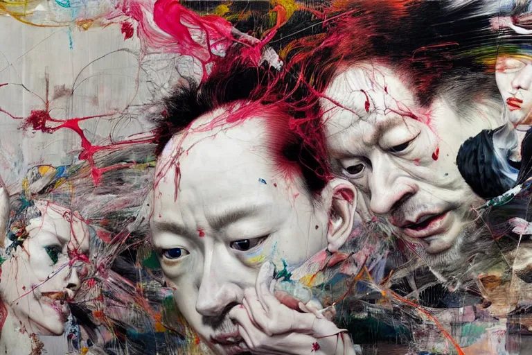 Prompt: the physical impossibility of death, extremely detailed, by painted by francis bacon, adrian ghenie, james jean and petra cortright, part by gerhard richter, part by takato yamamoto. 8 k masterpiece