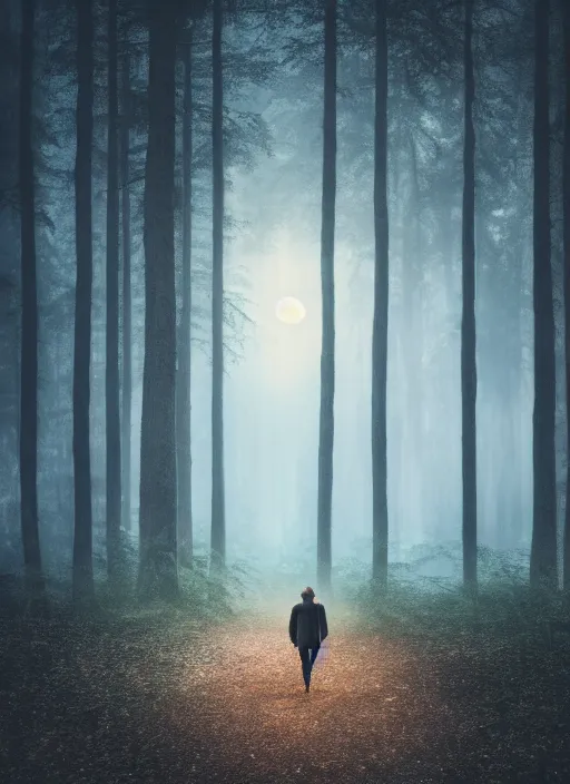 Image similar to 4 k, high details, thriller book cover of a forest with moon, realistic concept, unsplash photography, shutterstock, getty images, highly detailed photography, flickr, white background