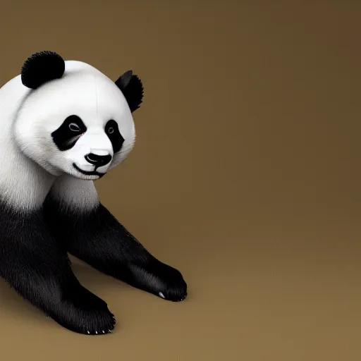 Prompt: a portrait of a biomorphic panda wearing high fashion clothes and jewelry ready for a fashion photoshoot