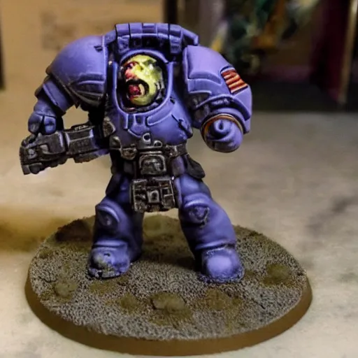 Prompt: real life space marine walking on human bloody dead bodies, shooting with heavy bolt rifle towards demons
