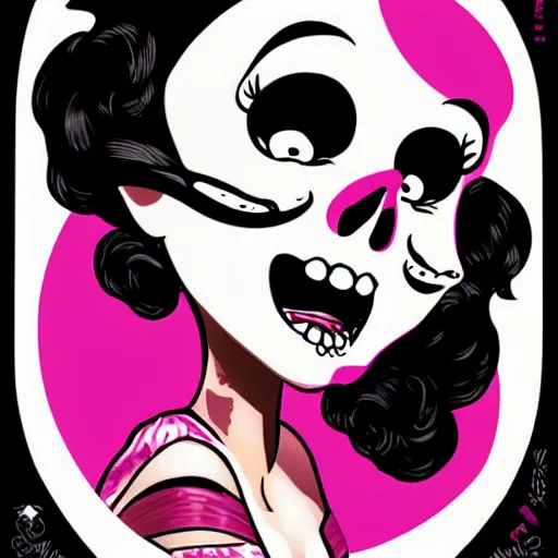 Image similar to portrait skull girl betty boop by petros afshar, tom whalen, jc leyendecker and singer sargent