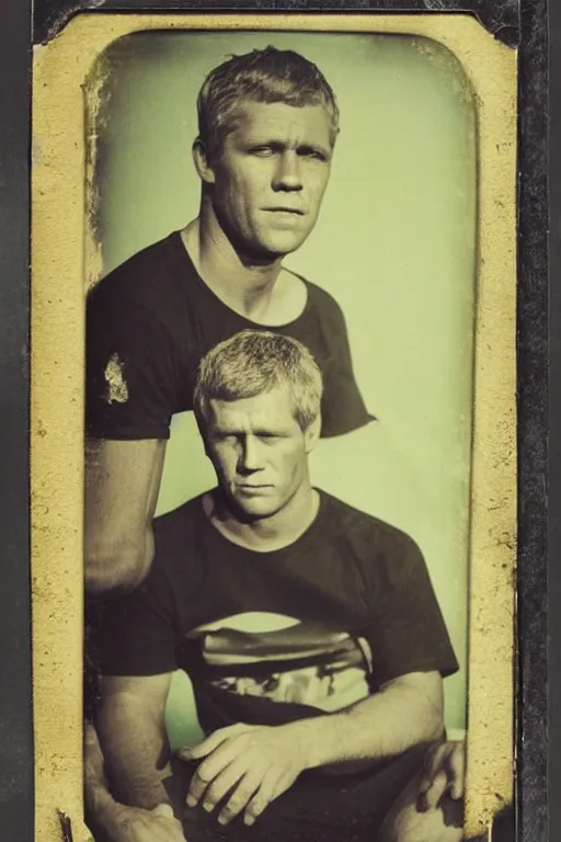 Prompt: !dream a tintype photo of Steve McQueen, 1960's