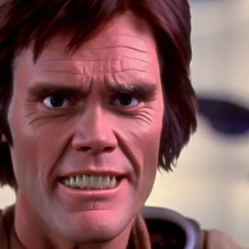 Image similar to jim carrey as a jedi in star wars a new hope, 4 k hd film still