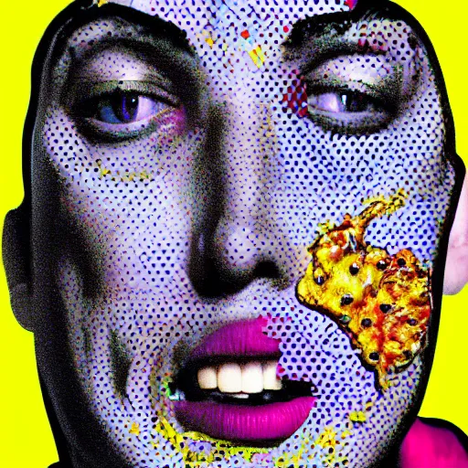 Prompt: weird portrait with holes, bright, pop art, surreal, weird