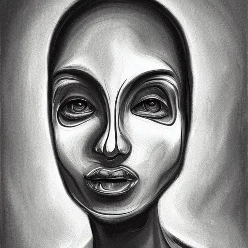 Image similar to soul transfer oil painting, greyscale digital art